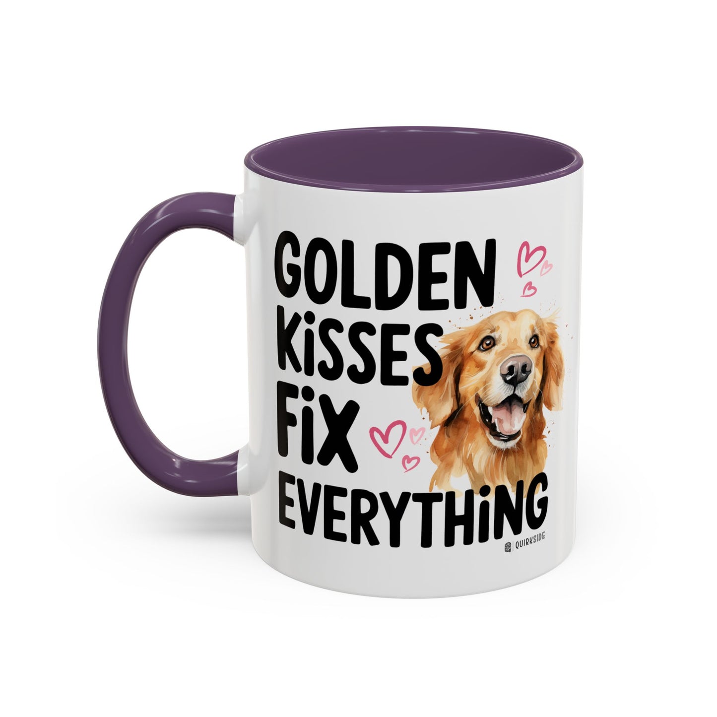 Golden Kisses Fix Everything Mug, Dog Lover Gift, Pet Owner Coffee Cup, Cute Animal Lover Mug, Fun Pet Quote Mug