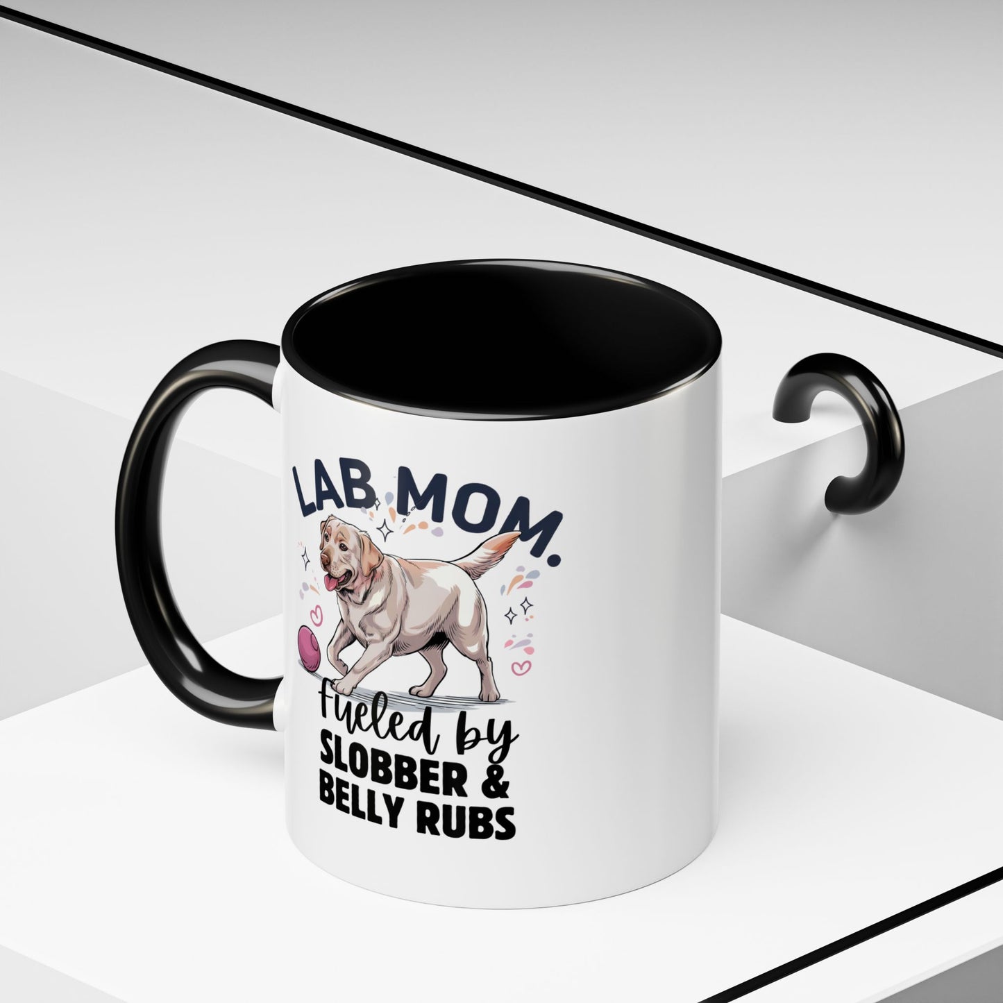 Lab Mom Coffee Mug - Fueled by Slobber & Belly Rubs, Dog Lover Gift, Pet Owner Coffee Cup, Personalized Dog Mom Mug, Cute Animal Mug