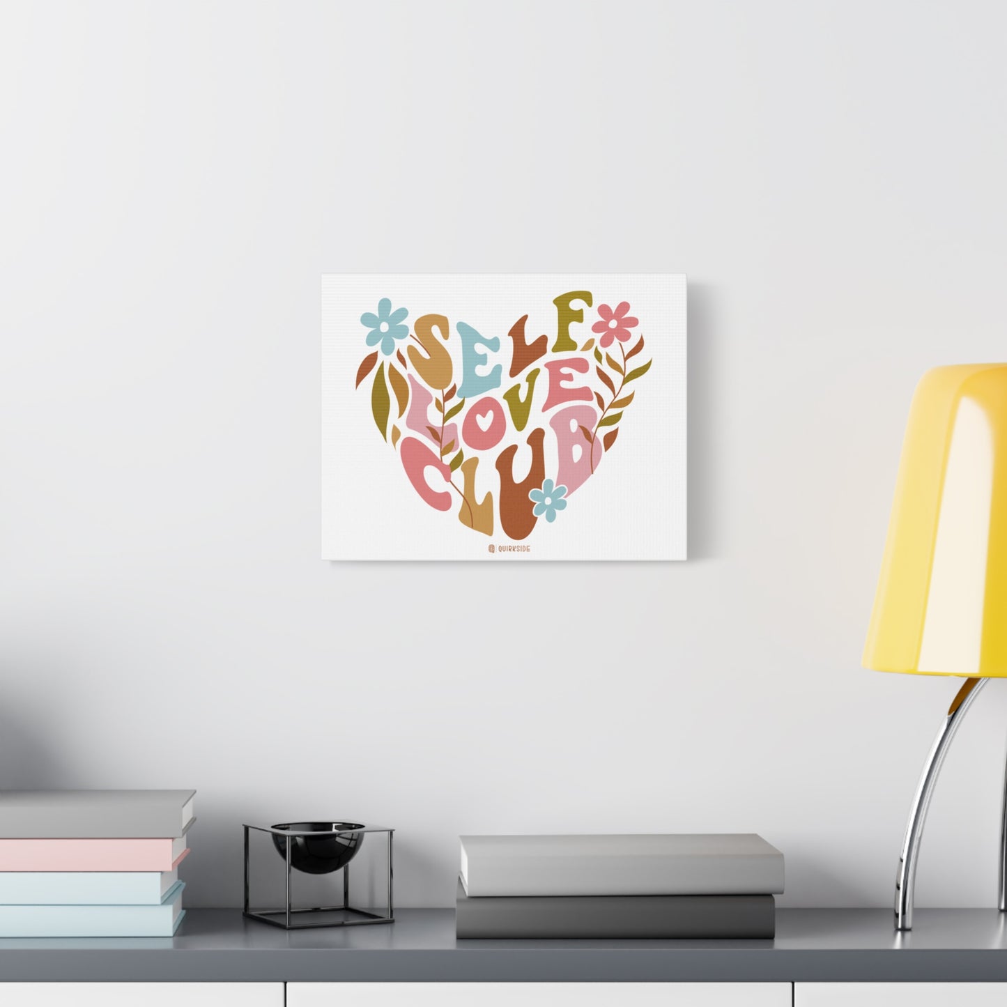 Self Love Club Canvas Art | Inspirational Wall Decor, Gift for Friends, Home and Office Decoration, Positive Vibes
