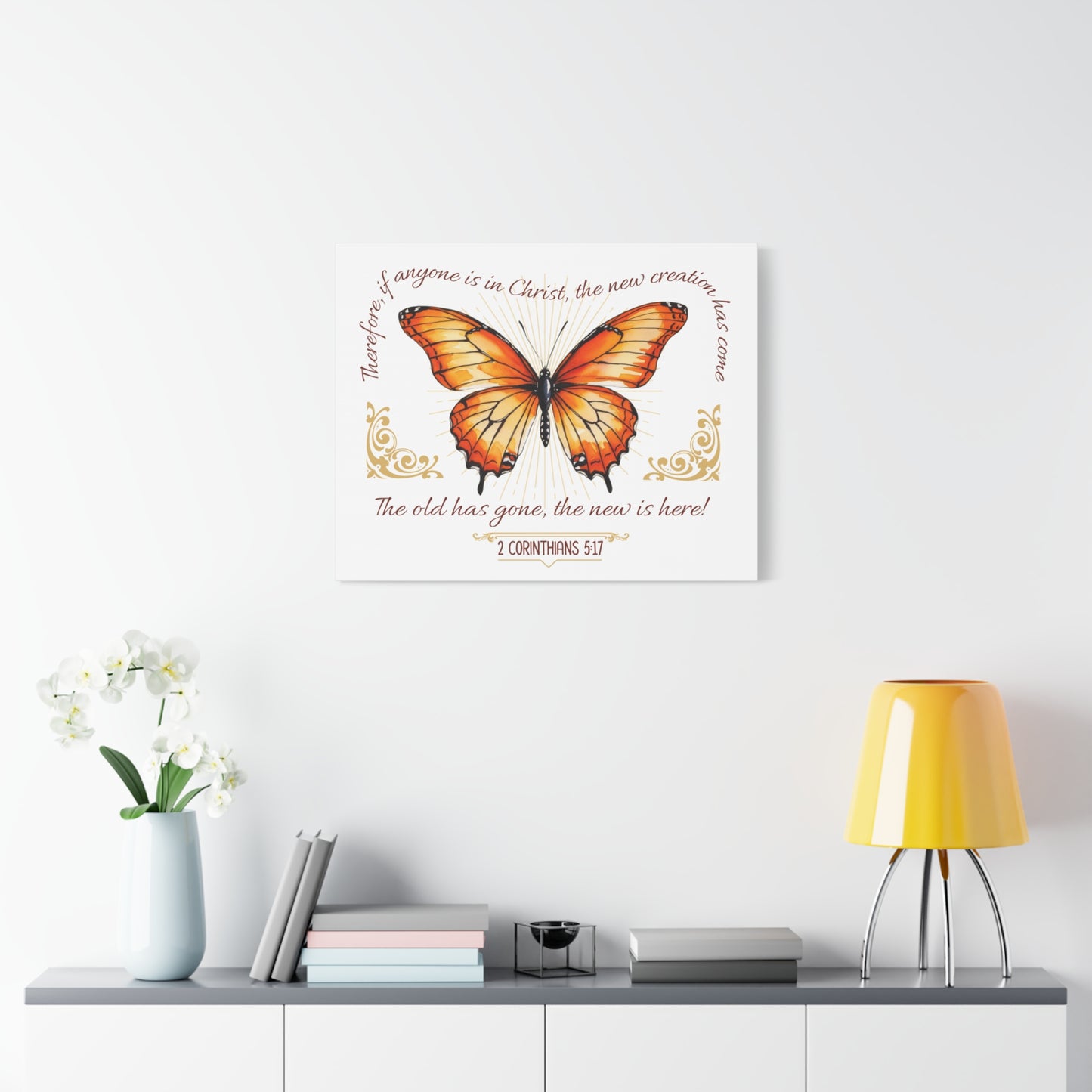 Butterfly Wall Art, Inspirational Canvas Print, Christian Home Decor, Gift for Religious Celebrations, Motivational Artwork