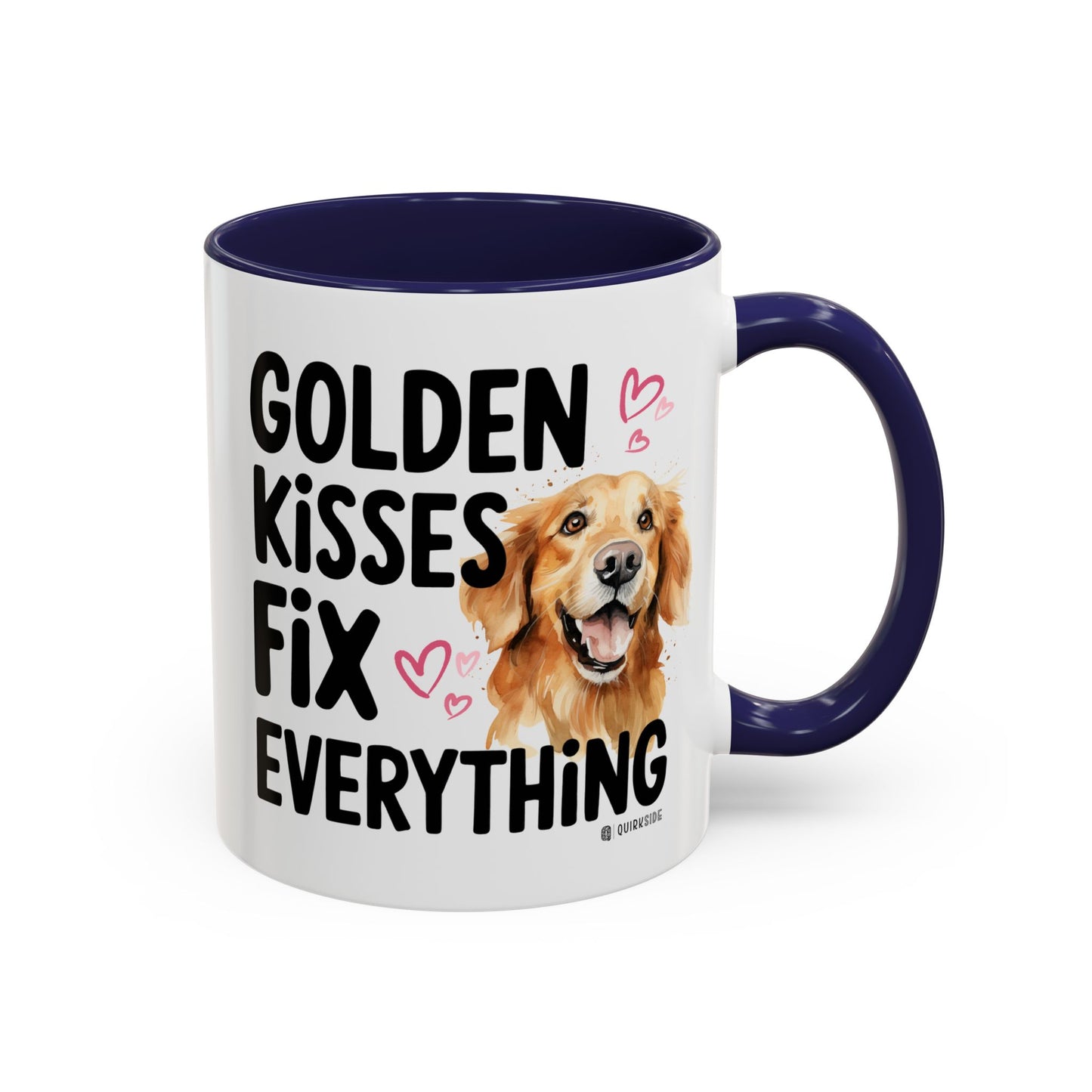 Golden Kisses Fix Everything Mug, Dog Lover Gift, Pet Owner Coffee Cup, Cute Animal Lover Mug, Fun Pet Quote Mug