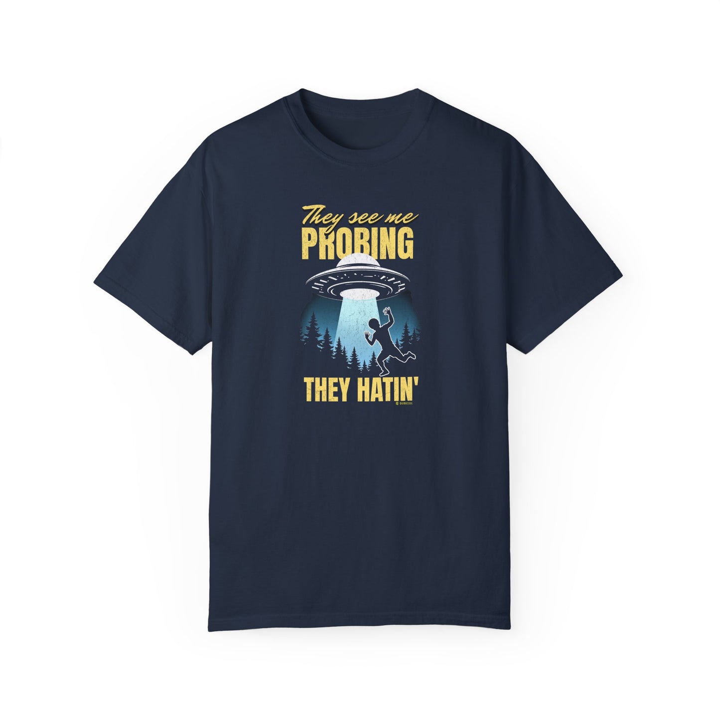 Funny Alien UFO Unisex T-shirt, Extraterrestrial Space Tee, Cosmic Graphic Shirt, Outer Space Clothing, Alien Abduction Apparel