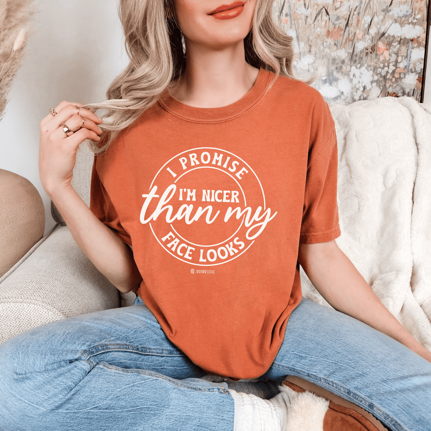 Funny Nice Person Inside Statement, Unisex Garment-Dyed T-shirt, Humorous Tee, Sarcastic Graphic Shirt, Unique Gift Idea, Cool Top - Quirkside Creations