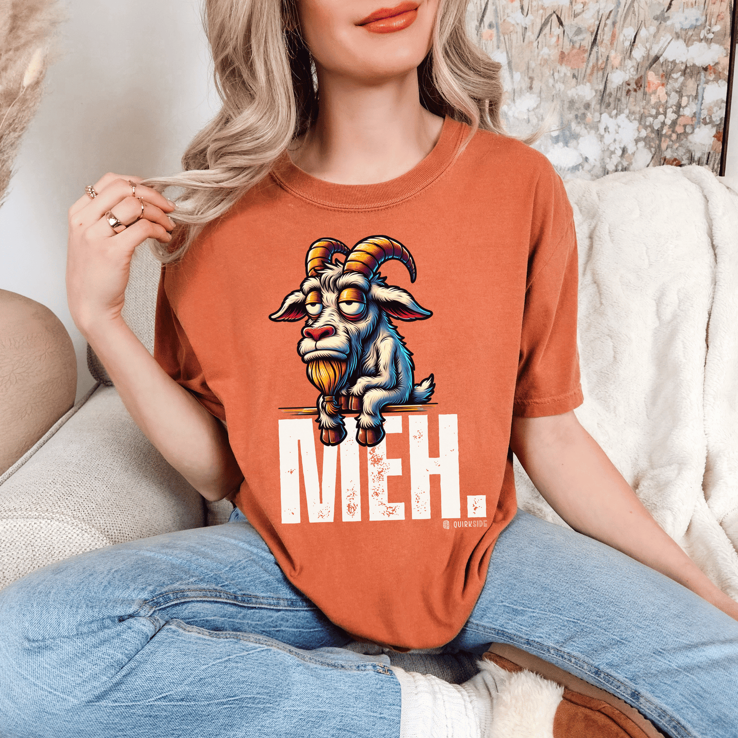 Funny Goat Boredom Unisex T-shirt, Sarcastic Animal Graphic Tee, Comical Farmyard Top, Humorous Goat Lover Gift, Vintage Style Shirt - Quirkside Creations