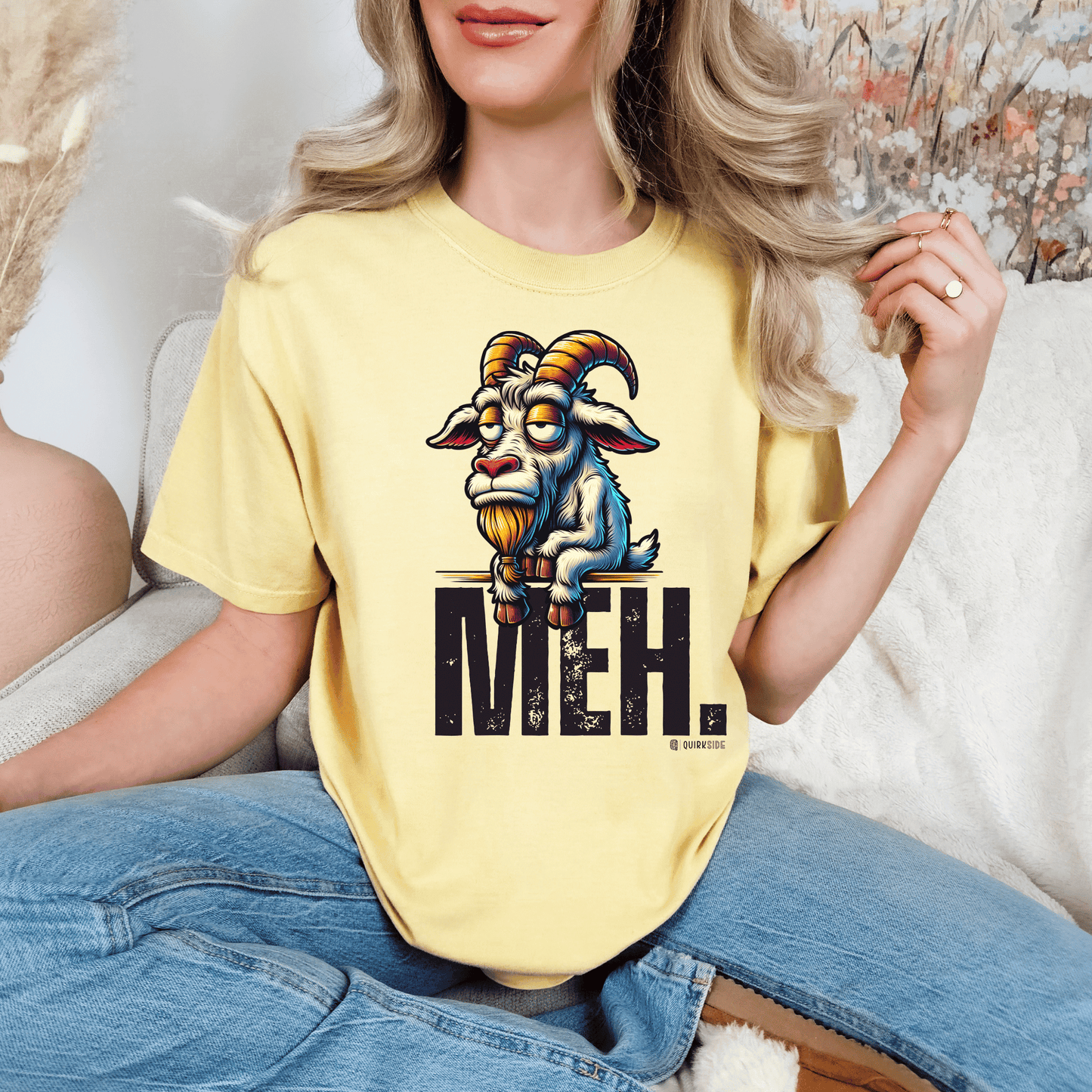 Funny Goat Boredom Unisex T-shirt, Sarcastic Animal Graphic Tee, Comical Farmyard Top, Humorous Goat Lover Gift, Vintage Style Shirt - Quirkside Creations