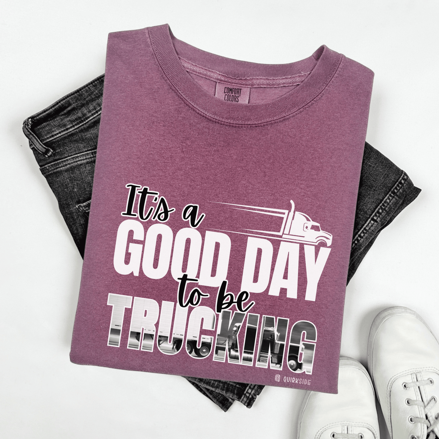 Trucking T-shirt, Truckers Tee, Highway Driver Shirt, On The Road Top, Unisex Tee, Comfortable Garment-Dyed Shirt