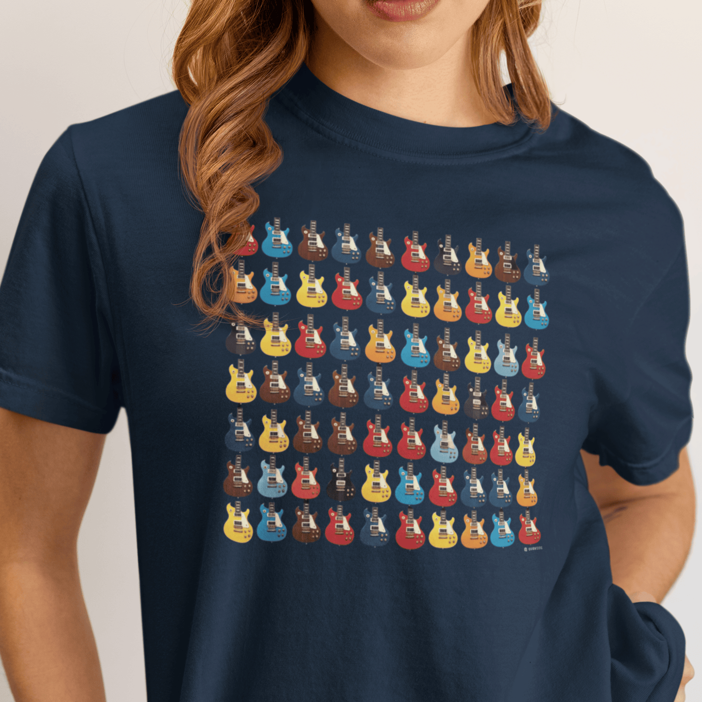 Electric Guitar Grid Unisex Garment-Dyed T-shirt, Music Lover Tee, Guitarist Gift, Rock Band Shirt, Guitar Art Apparel