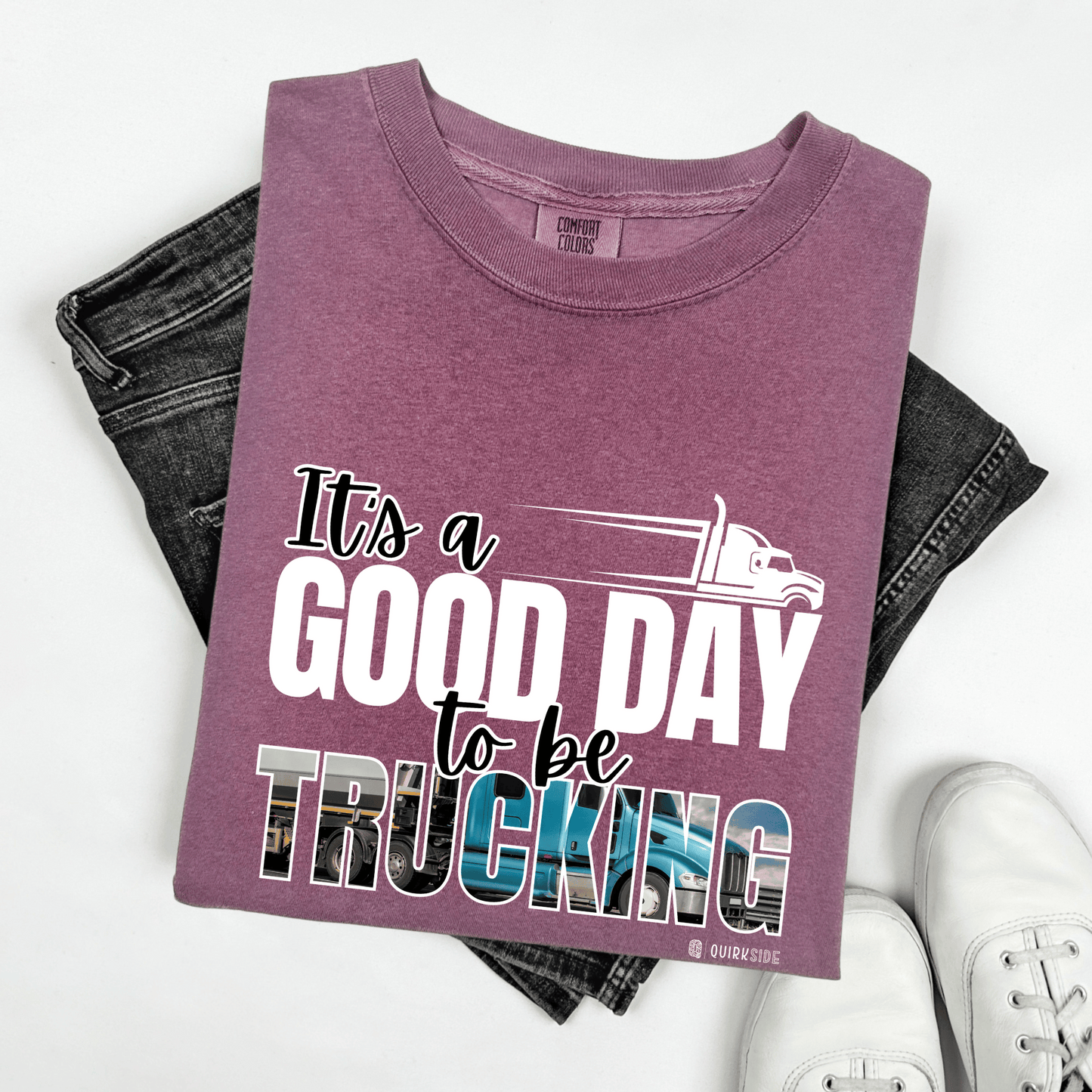Trucking T-shirt, Truckers Tee, Highway Driver Shirt, On The Road Top, Unisex Tee, Comfortable Garment-Dyed Shirt