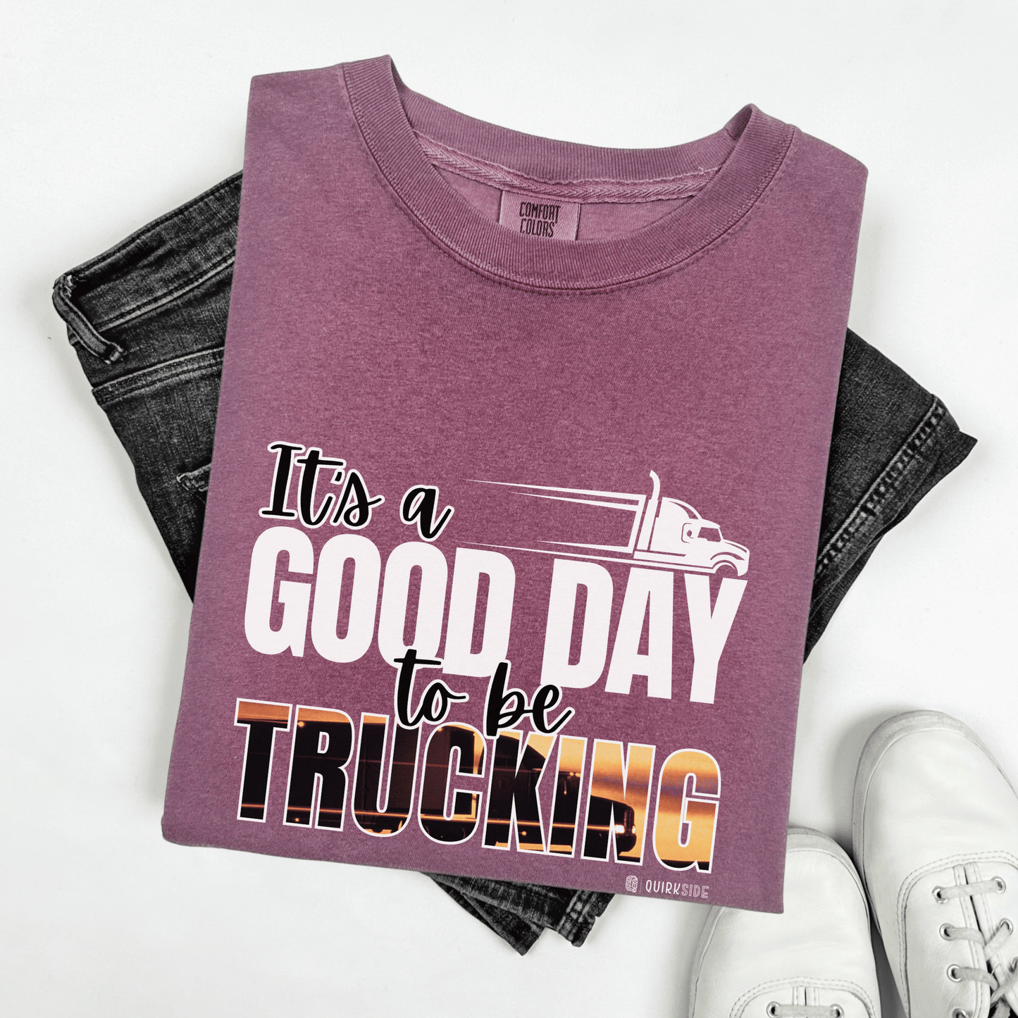 Trucking T-shirt, Truckers Tee, Highway Driver Shirt, On The Road Top, Unisex Tee, Comfortable Garment-Dyed Shirt