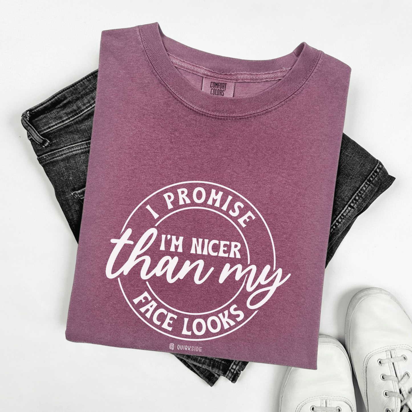 Funny Nice Person Inside Statement, Unisex Garment-Dyed T-shirt, Humorous Tee, Sarcastic Graphic Shirt, Unique Gift Idea, Cool Top - Quirkside Creations