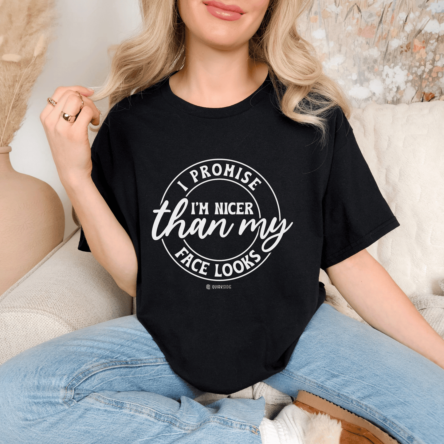 Funny Nice Person Inside Statement, Unisex Garment-Dyed T-shirt, Humorous Tee, Sarcastic Graphic Shirt, Unique Gift Idea, Cool Top - Quirkside Creations