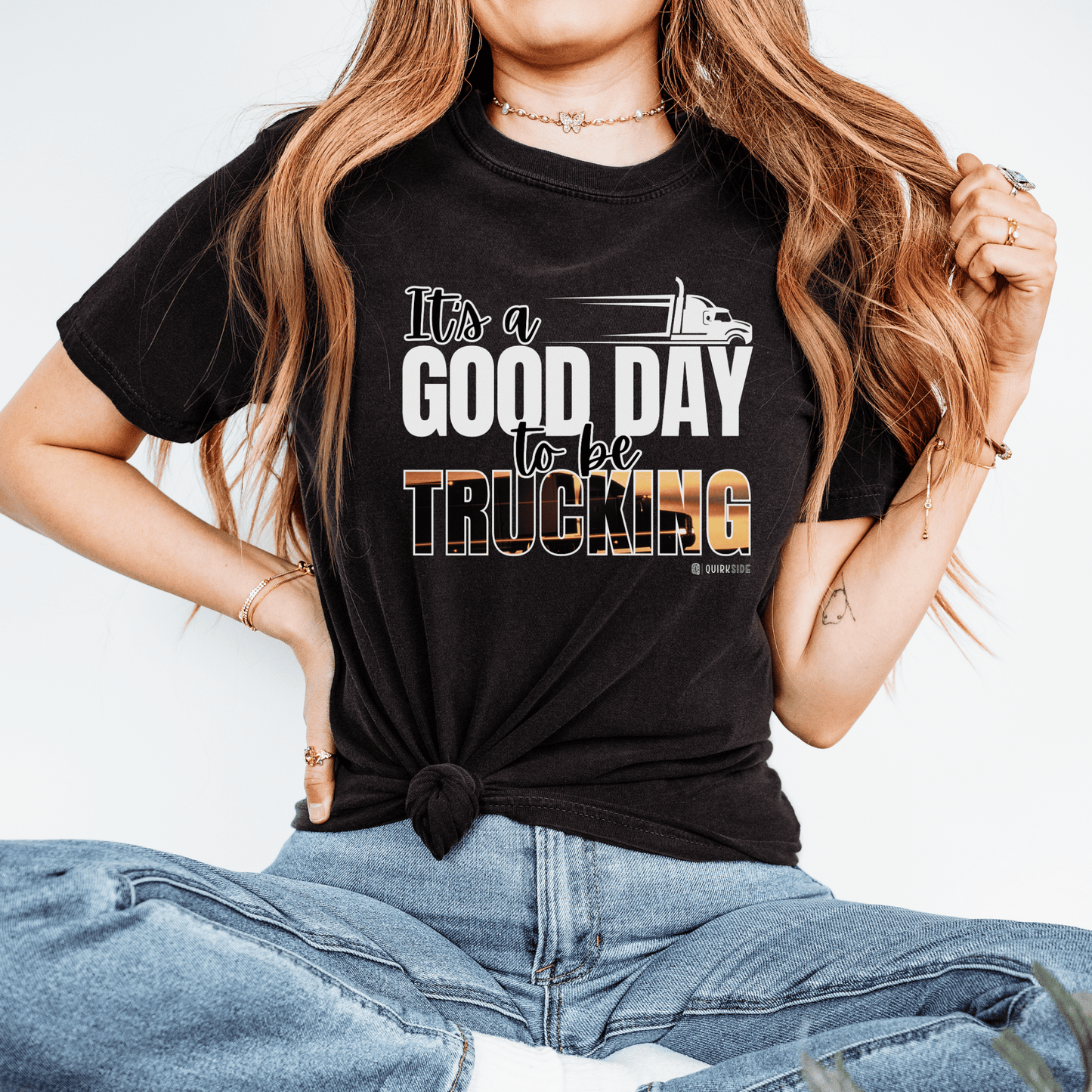 Trucking T-shirt, Truckers Tee, Highway Driver Shirt, On The Road Top, Unisex Tee, Comfortable Garment-Dyed Shirt