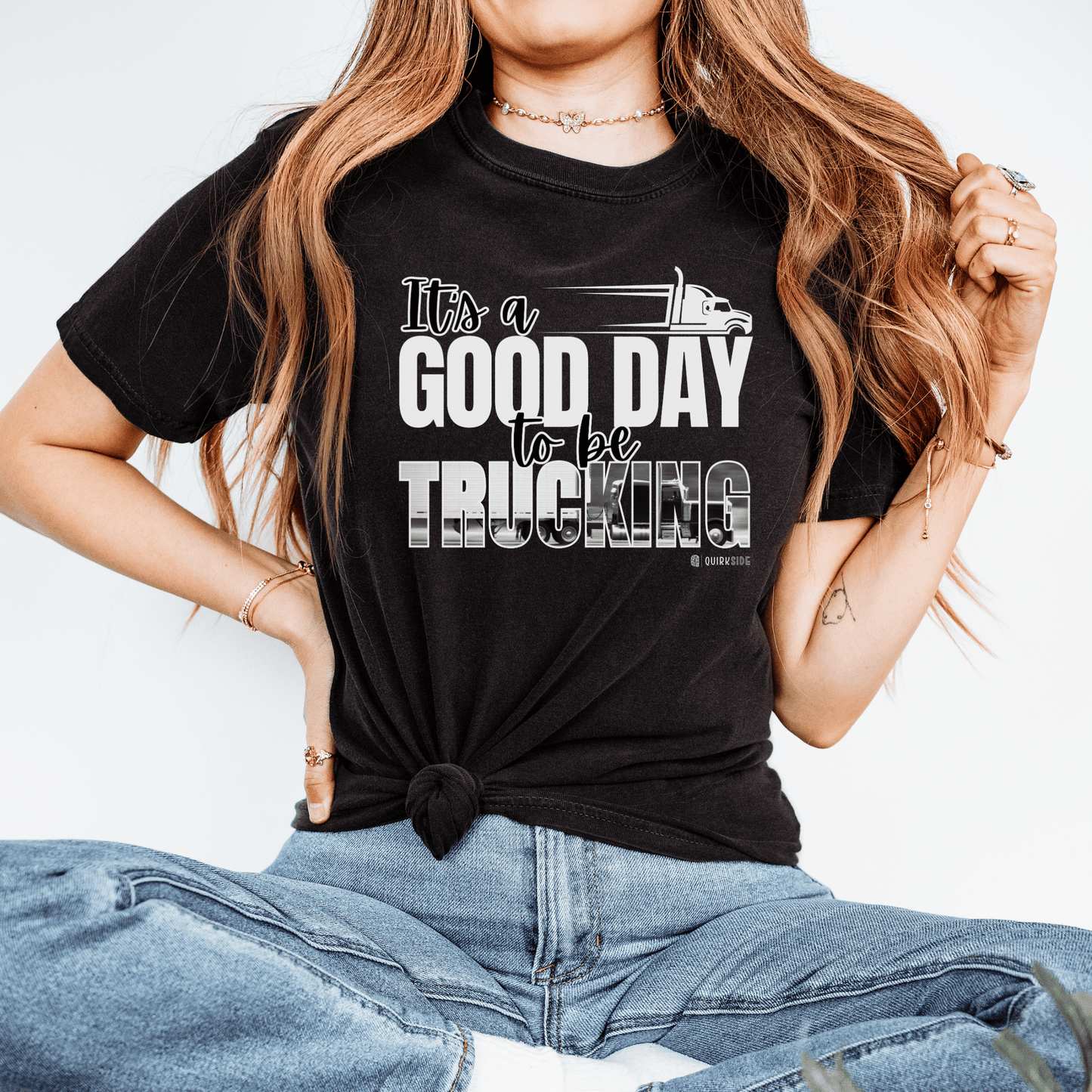 Trucking T-shirt, Truckers Tee, Highway Driver Shirt, On The Road Top, Unisex Tee, Comfortable Garment-Dyed Shirt