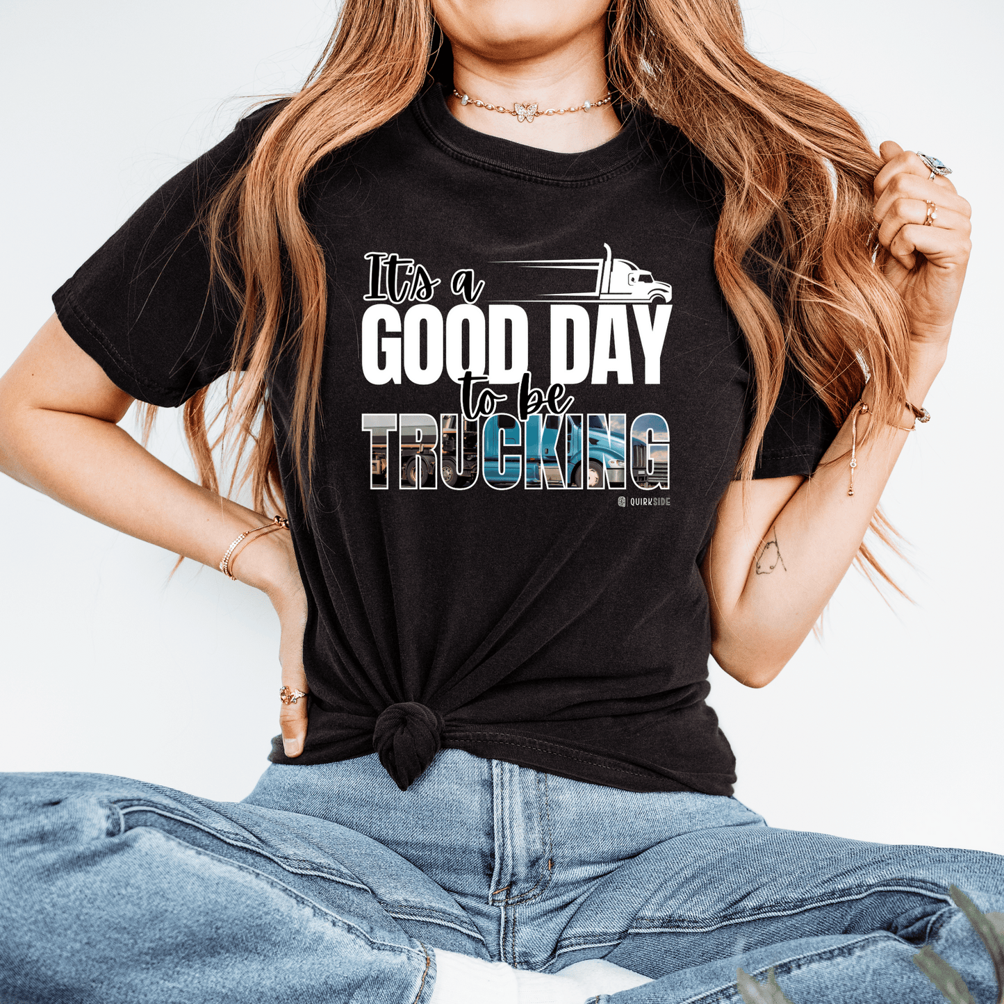 Trucking T-shirt, Truckers Tee, Highway Driver Shirt, On The Road Top, Unisex Tee, Comfortable Garment-Dyed Shirt