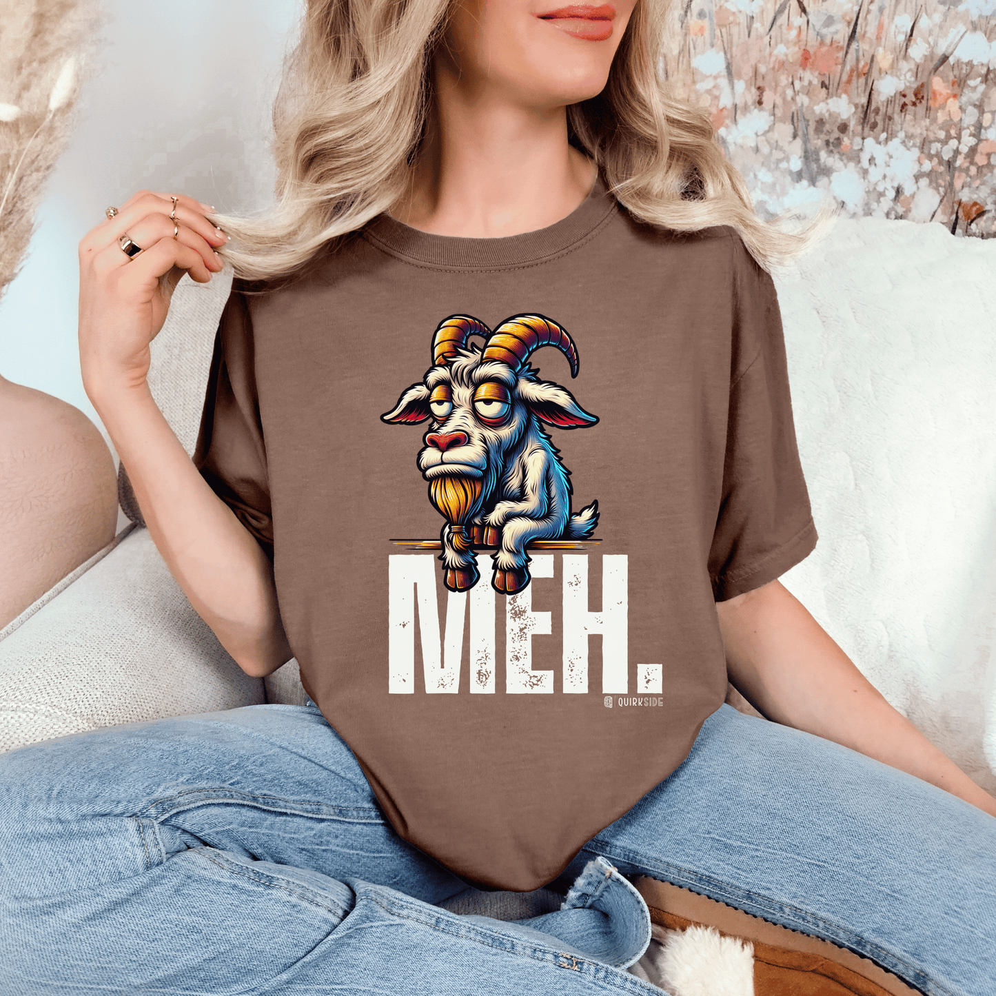 Funny Goat Boredom Unisex T-shirt, Sarcastic Animal Graphic Tee, Comical Farmyard Top, Humorous Goat Lover Gift, Vintage Style Shirt - Quirkside Creations