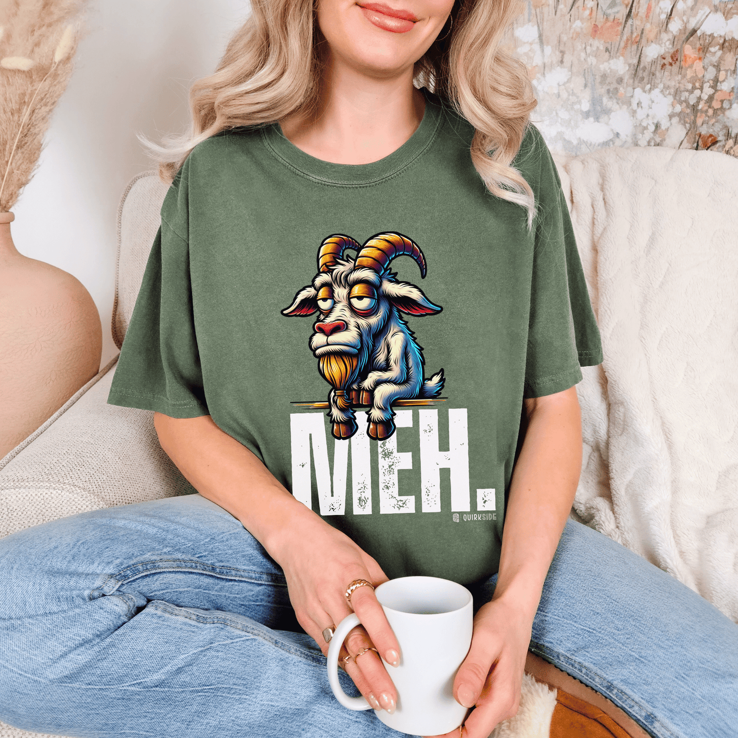 Funny Goat Boredom Unisex T-shirt, Sarcastic Animal Graphic Tee, Comical Farmyard Top, Humorous Goat Lover Gift, Vintage Style Shirt - Quirkside Creations