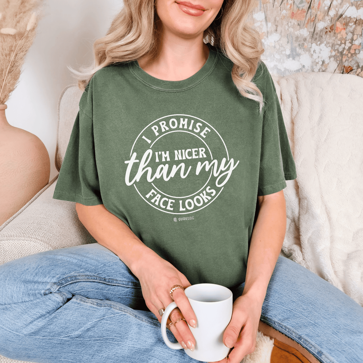 Funny Nice Person Inside Statement, Unisex Garment-Dyed T-shirt, Humorous Tee, Sarcastic Graphic Shirt, Unique Gift Idea, Cool Top - Quirkside Creations