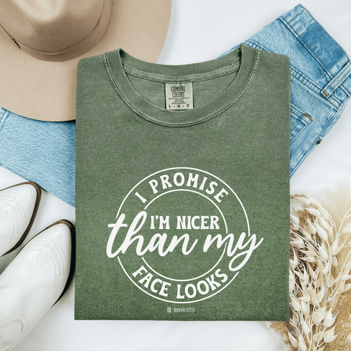 Funny Nice Person Inside Statement, Unisex Garment-Dyed T-shirt, Humorous Tee, Sarcastic Graphic Shirt, Unique Gift Idea, Cool Top - Quirkside Creations