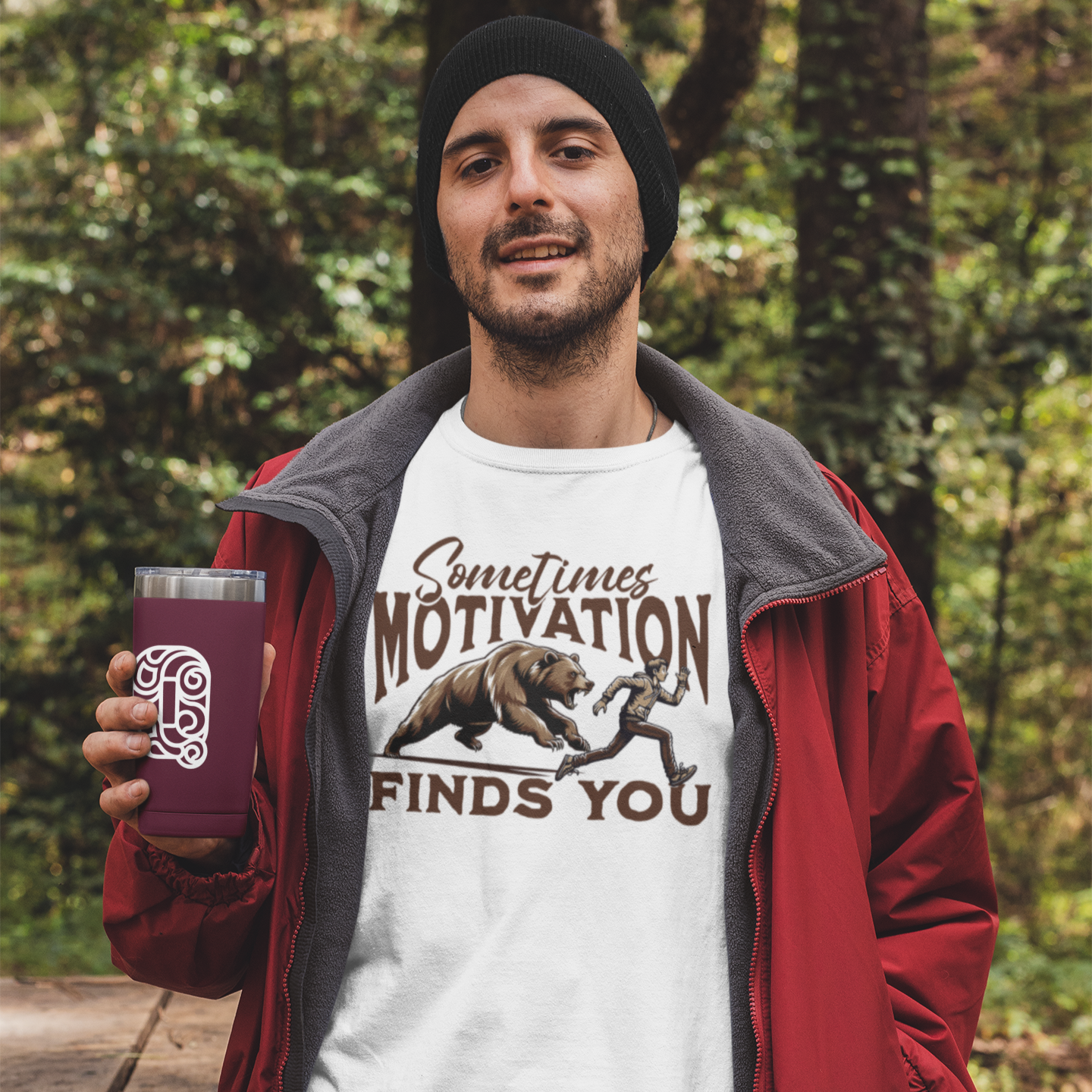 Funny Running Motivation Unisex T-shirt, Bear Chasing Humor Tee, Workout Inspiration Shirt, Fitness Apparel, Running Gift - Quirkside Creations