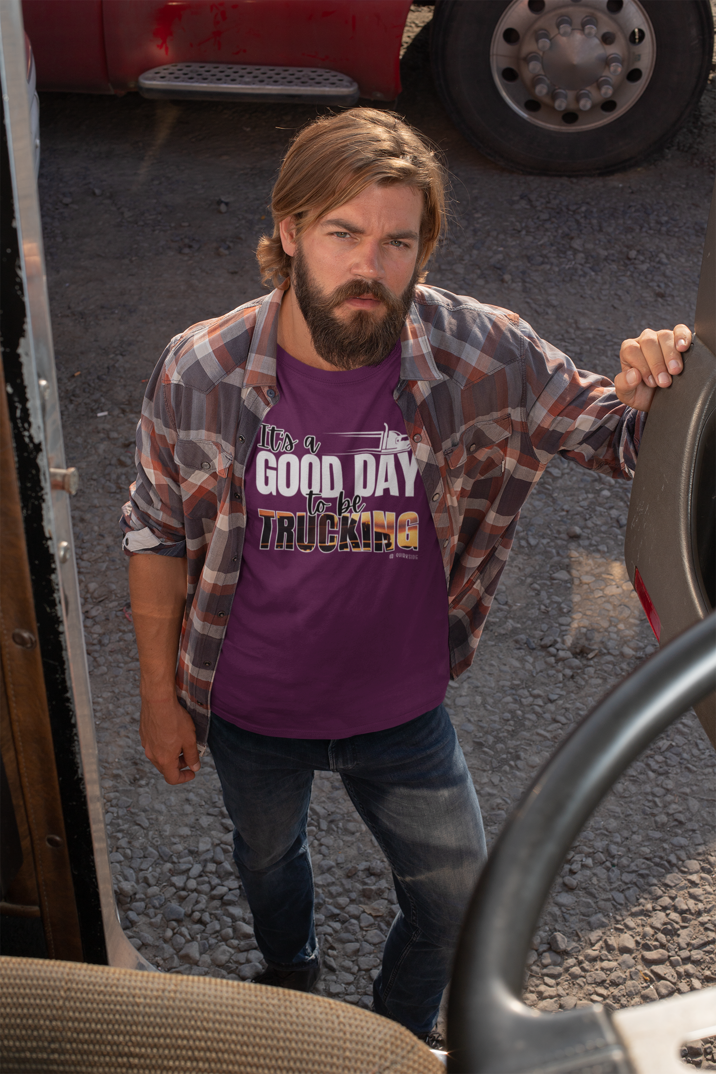 Trucking T-shirt, Truckers Tee, Highway Driver Shirt, On The Road Top, Unisex Tee, Comfortable Garment-Dyed Shirt