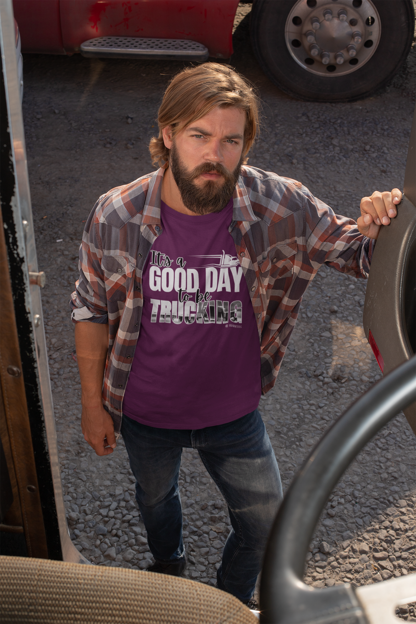 Trucking T-shirt, Truckers Tee, Highway Driver Shirt, On The Road Top, Unisex Tee, Comfortable Garment-Dyed Shirt