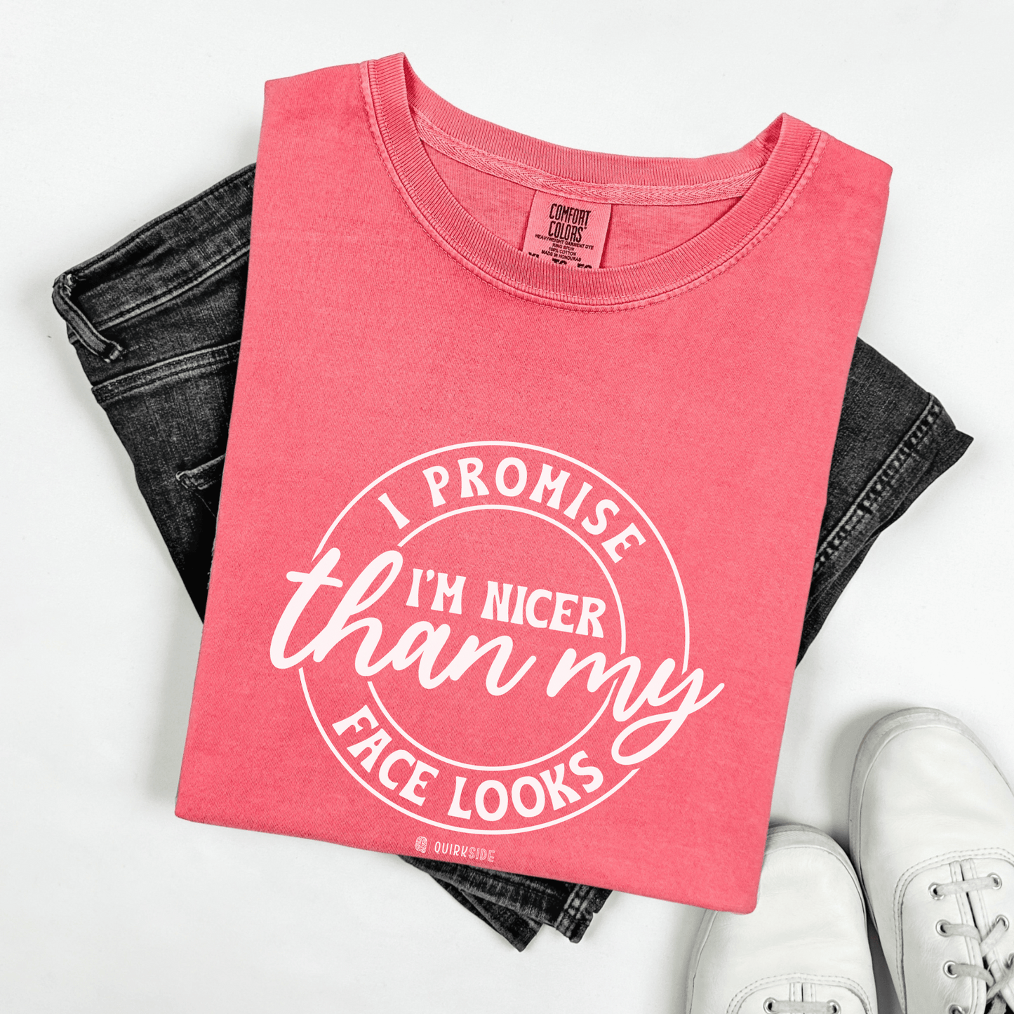 Funny Nice Person Inside Statement, Unisex Garment-Dyed T-shirt, Humorous Tee, Sarcastic Graphic Shirt, Unique Gift Idea, Cool Top - Quirkside Creations