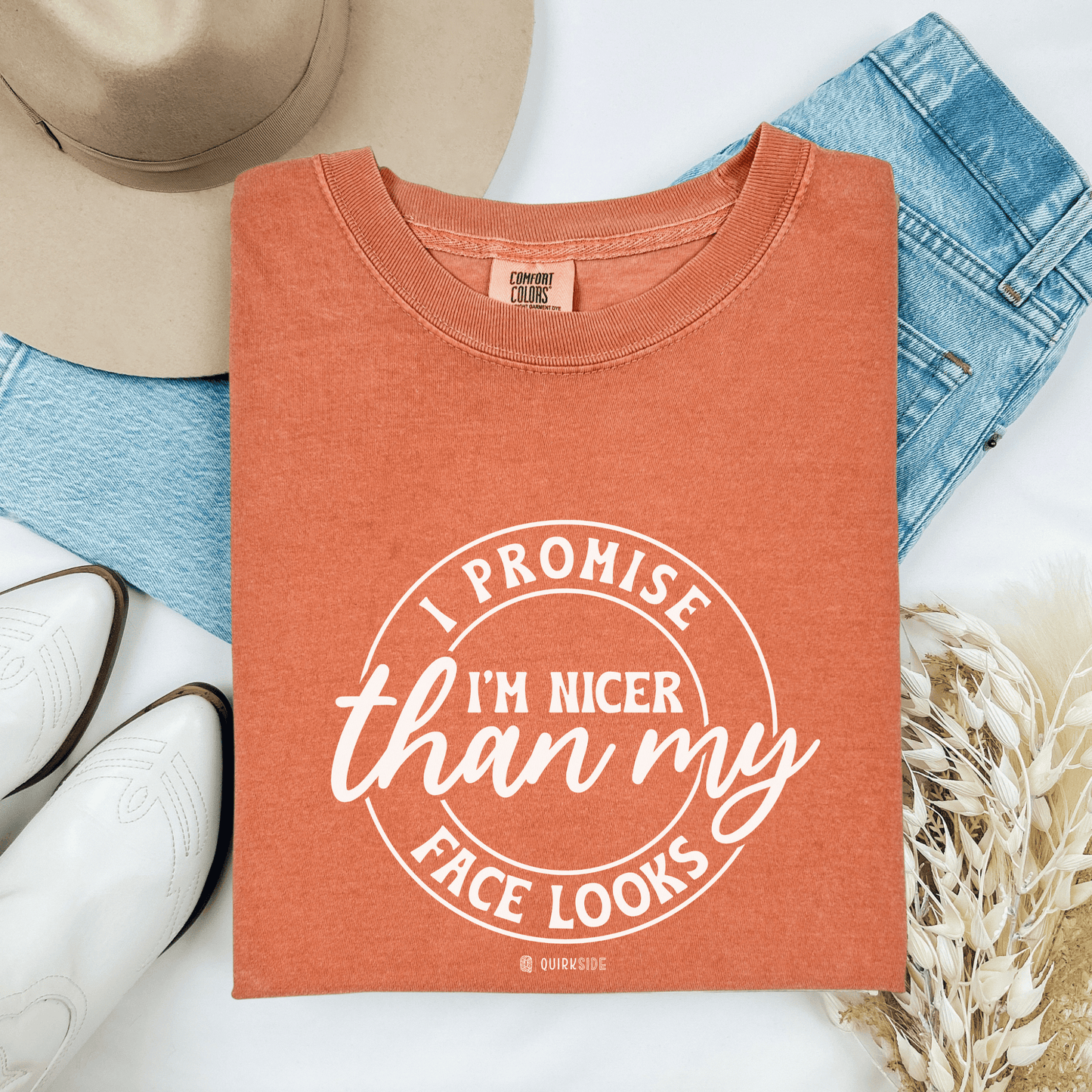 Funny Nice Person Inside Statement, Unisex Garment-Dyed T-shirt, Humorous Tee, Sarcastic Graphic Shirt, Unique Gift Idea, Cool Top - Quirkside Creations