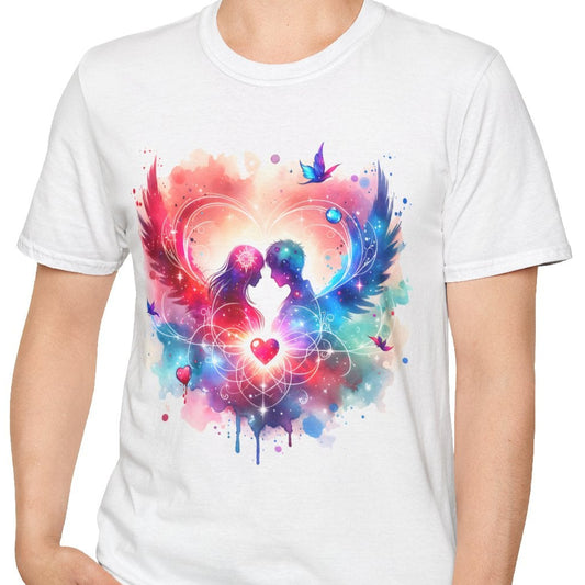 Love in Art and Color Unisex T-Shirt, Valentine's Day Tee, Couple Art Graphic Top, Romantic Gift Shirt, Heart Design Apparel