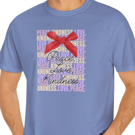 Peaceful Vibes Unisex T-shirt, Kindness Love Tee, Inspirational Shirt, Positivity Apparel, Comfortable Garment-Dyed Top