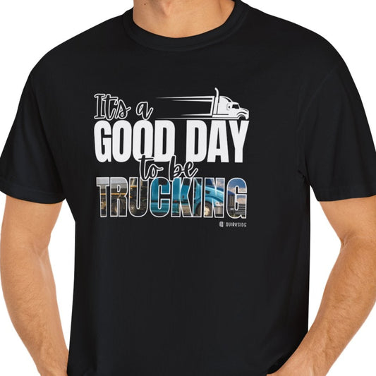 Trucking T-shirt, Truckers Tee, Highway Driver Shirt, On The Road Top, Unisex Tee, Comfortable Garment-Dyed Shirt