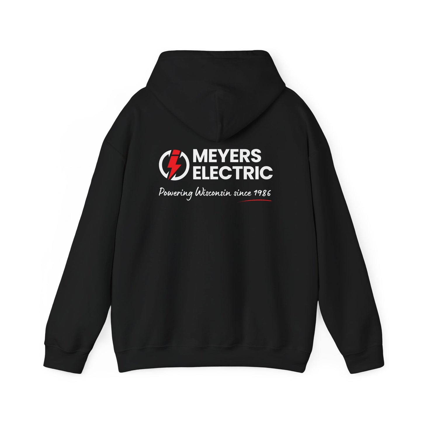 Meyers Electric Logo Hoodie — Navy Workwear Pullover for Electricians
