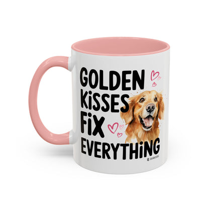 Golden Kisses Fix Everything Mug, Dog Lover Gift, Pet Owner Coffee Cup, Cute Animal Lover Mug, Fun Pet Quote Mug