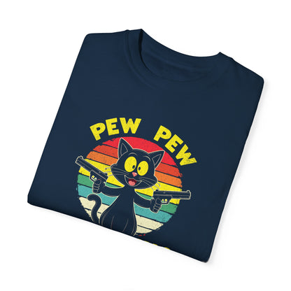 Cowboy Cat Funny T-Shirt, Western Style Tee, Unisex Garment-Dyed Shirt, Cat Lover Gift, Rodeo Apparel