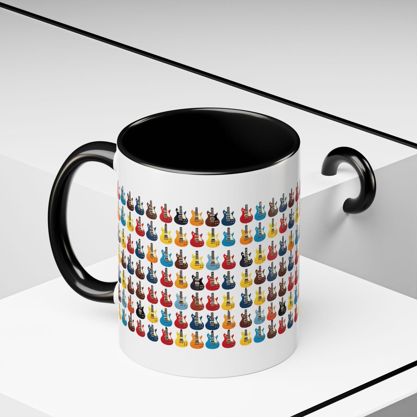 Coffee Mug - Wall of Guitars Design - Music Lover Gift