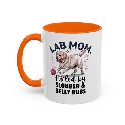Lab Mom Coffee Mug - Fueled by Slobber & Belly Rubs, Dog Lover Gift, Pet Owner Coffee Cup, Personalized Dog Mom Mug, Cute Animal Mug