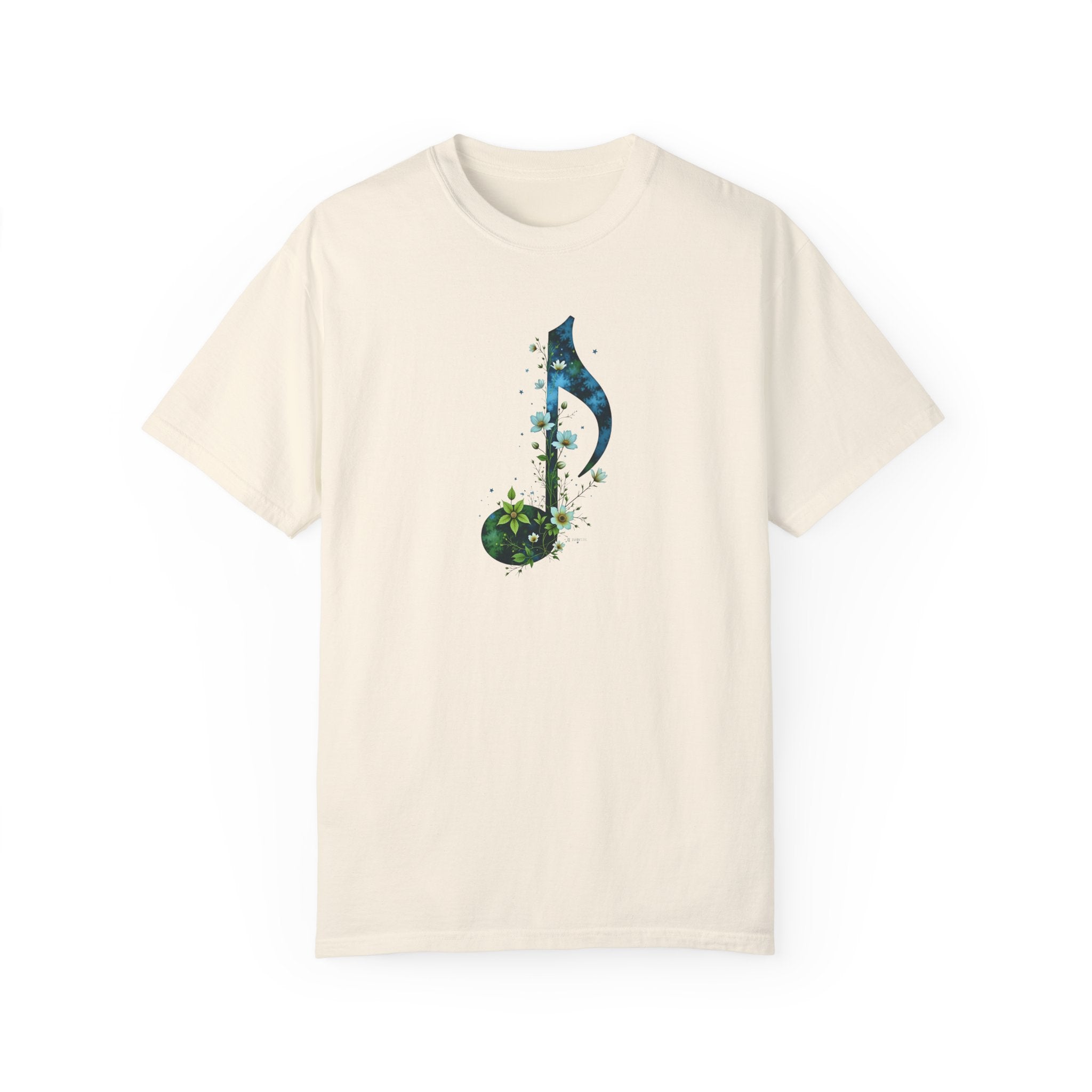 Music and Nature Unisex T-shirt, Rhythm Bloom Design, Music Lover Gift, Nature Enthusiast Tee, Festival Shirt, Botanical Graphic Tee