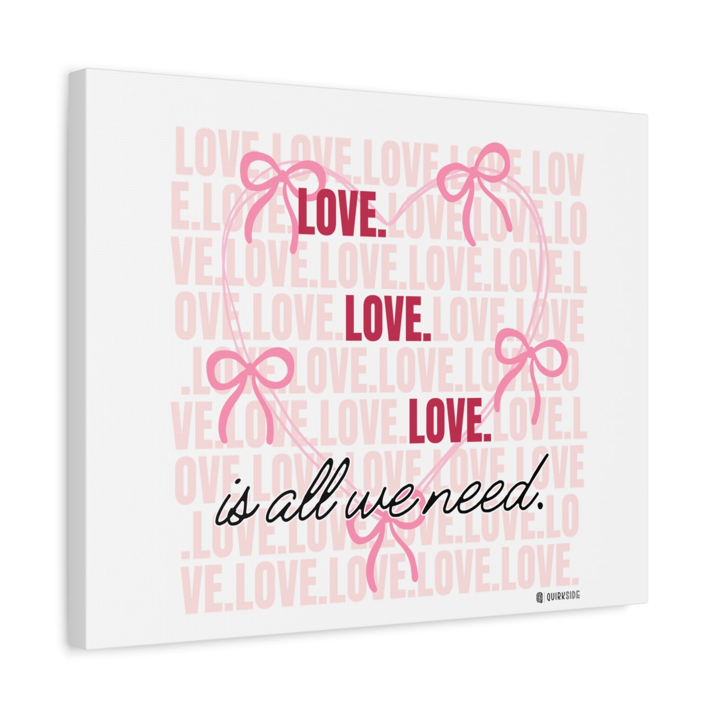 Love-Themed Canvas Wall Art with Pink Bows, Inspirational Home Decor for Weddings, Anniversaries, Valentine's Day, Gifts for Her