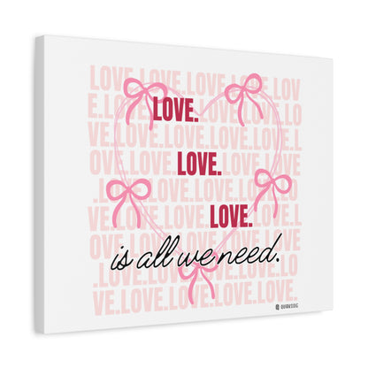 Love-Themed Canvas Wall Art with Pink Bows, Inspirational Home Decor for Weddings, Anniversaries, Valentine's Day, Gifts for Her