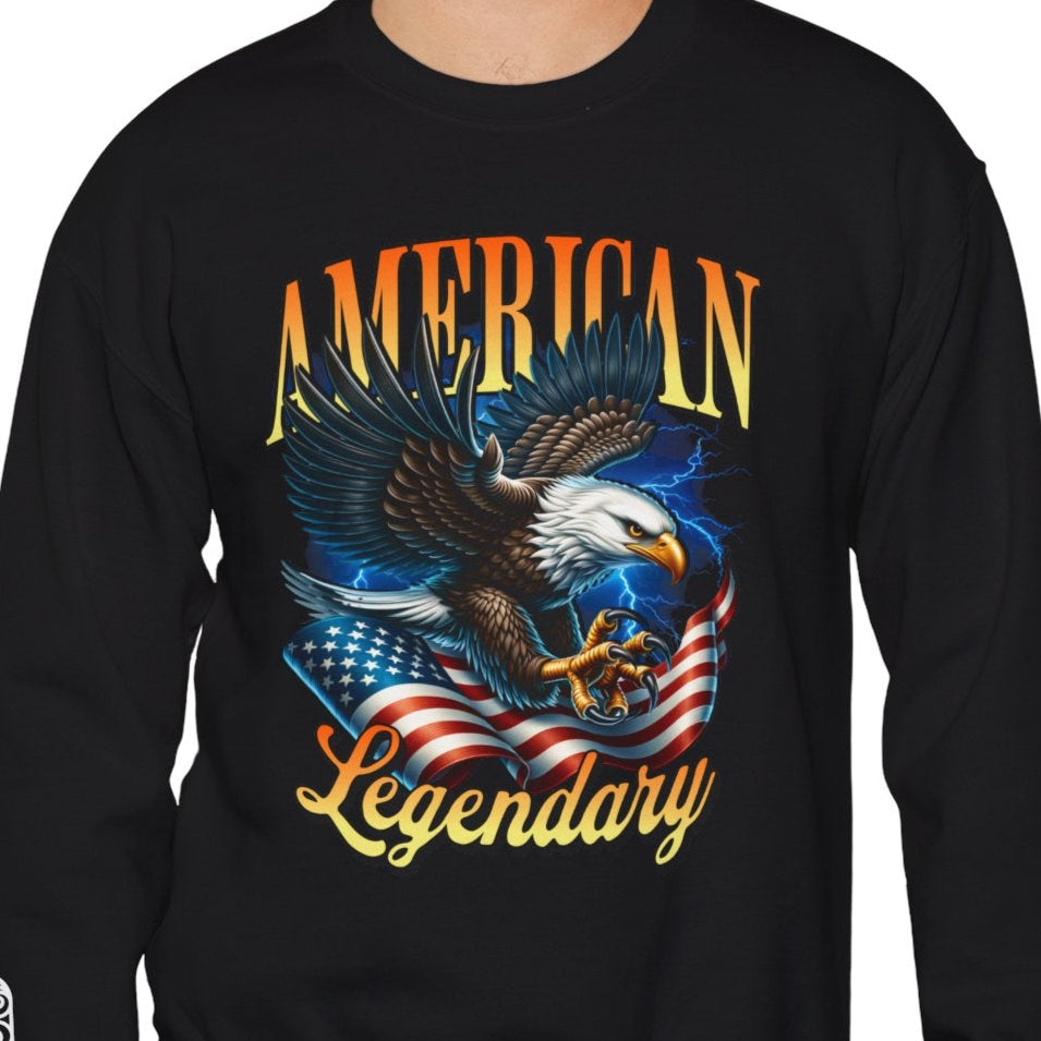 American Bald Eagle Unisex Sweatshirt, USA Patriotic Crewneck, National Bird Pride Apparel, Patriotic Eagle Pullover, Flag Lover Jumper - Quirkside Creations