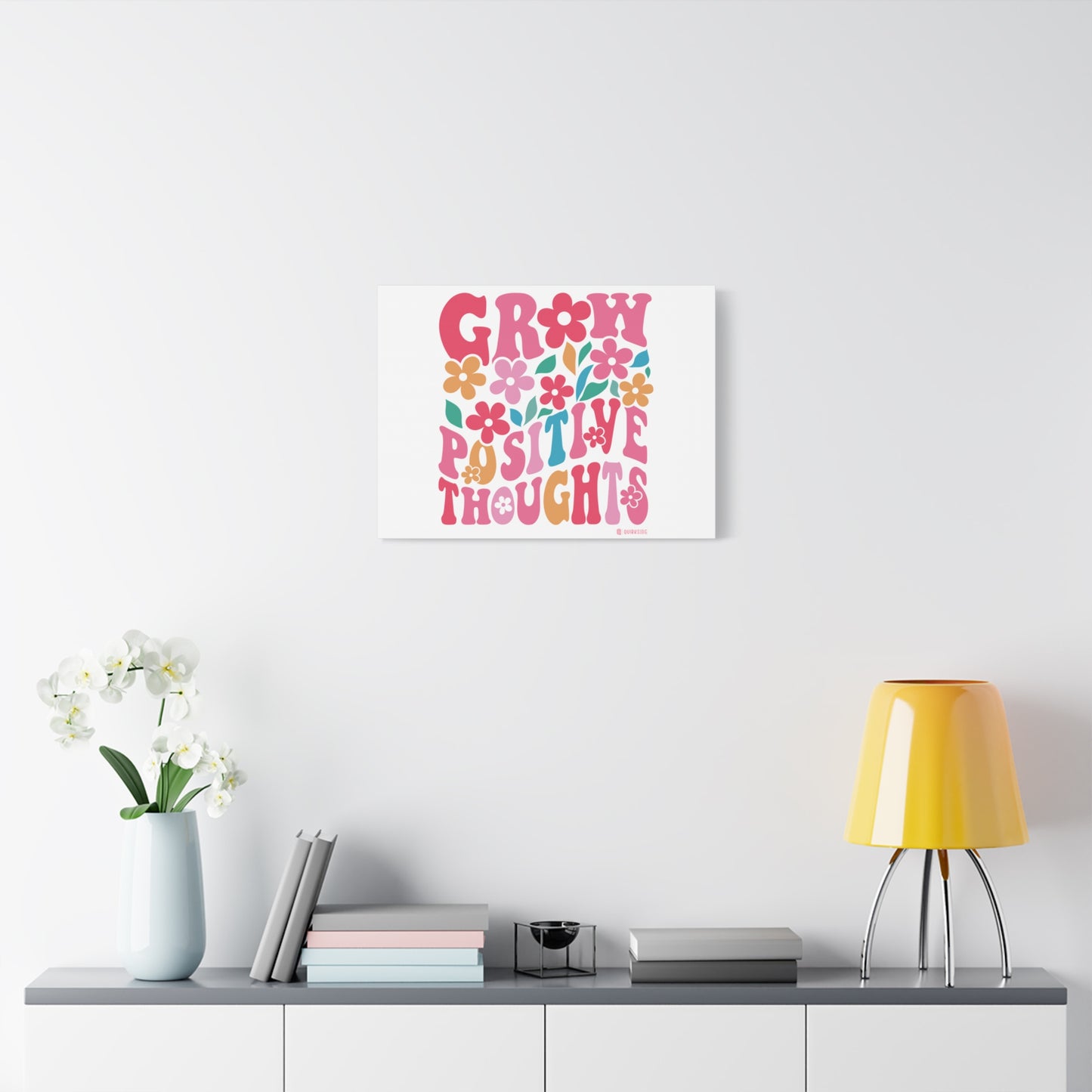 Positive Thoughts Canvas Wall Art, Grow Positive Thoughts Home Decor, Flower Wall Decor, Gift for Encouragement, Motivational Artwork, [...]