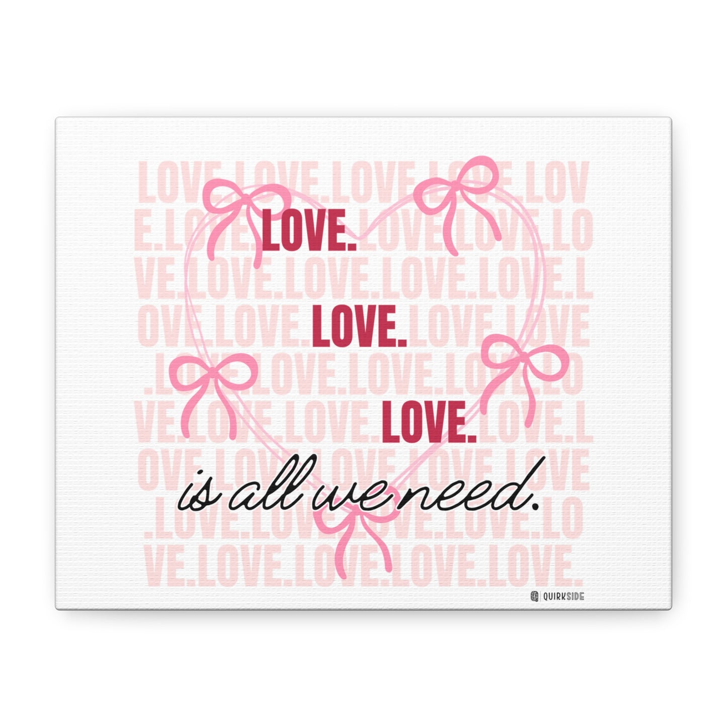 Love-Themed Canvas Wall Art with Pink Bows, Inspirational Home Decor for Weddings, Anniversaries, Valentine's Day, Gifts for Her