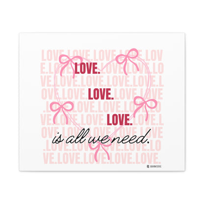 Love-Themed Canvas Wall Art with Pink Bows, Inspirational Home Decor for Weddings, Anniversaries, Valentine's Day, Gifts for Her