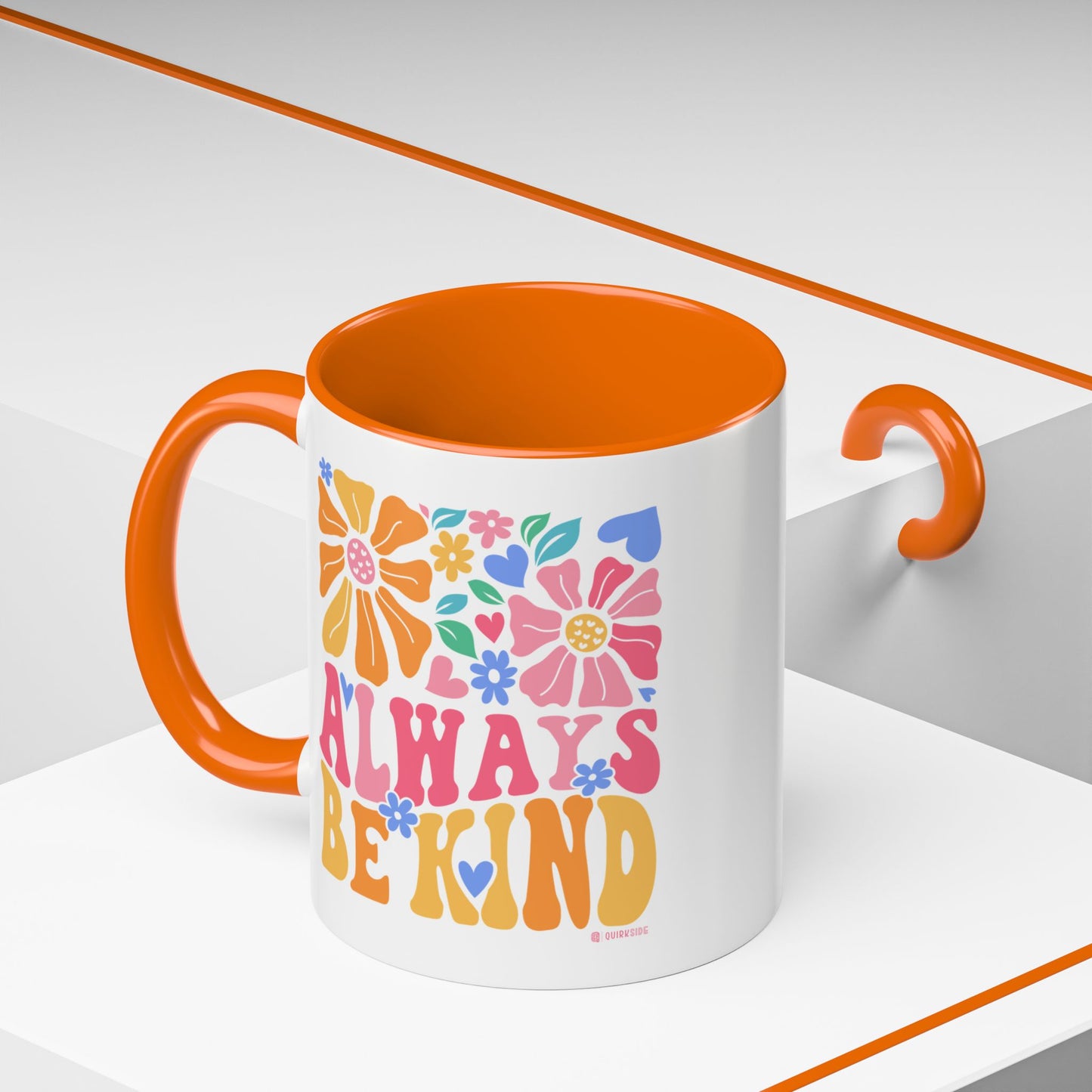 Always Be Kind Floral Accent Coffee Mug, Inspirational Cup for Friends, Gift for Birthday, Encouragement, Home Decor, Self-Care