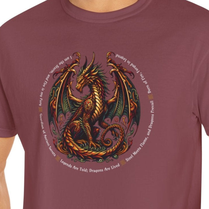 Dragon Power Unisex T-shirt, Magical Inner Strength Statement Tee, Mythical Legend Apparel, Inspirational Dragon Tee, Power of Fire Tee - Quirkside Creations