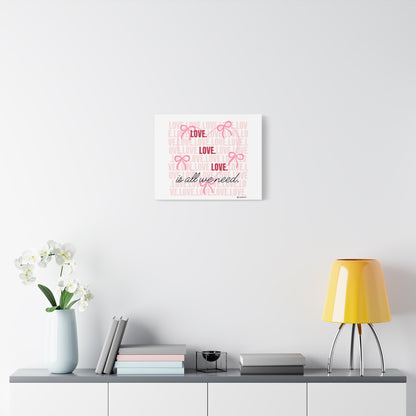 Love-Themed Canvas Wall Art with Pink Bows, Inspirational Home Decor for Weddings, Anniversaries, Valentine's Day, Gifts for Her