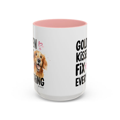 Golden Kisses Fix Everything Mug, Dog Lover Gift, Pet Owner Coffee Cup, Cute Animal Lover Mug, Fun Pet Quote Mug