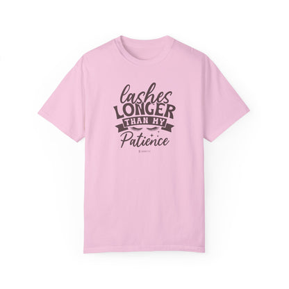Funny Patience Levels Eye Lashes T-shirt, Humorous Graphic Tee, Sarcastic Unisex Shirt, Comical Quote Top, Men's Women's Apparel - Quirkside Creations