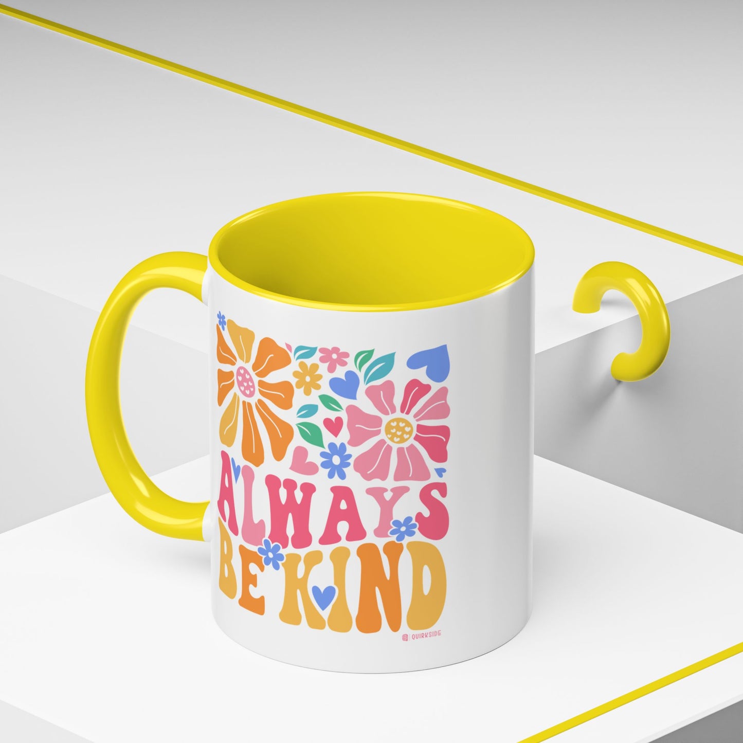 Always Be Kind Floral Accent Coffee Mug, Inspirational Cup for Friends, Gift for Birthday, Encouragement, Home Decor, Self-Care