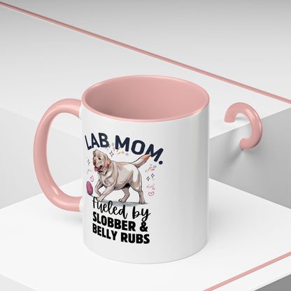 Lab Mom Coffee Mug - Fueled by Slobber & Belly Rubs, Dog Lover Gift, Pet Owner Coffee Cup, Personalized Dog Mom Mug, Cute Animal Mug