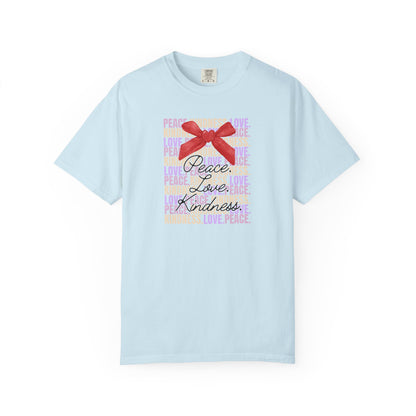 Peaceful Vibes Unisex T-shirt, Kindness Love Tee, Inspirational Shirt, Positivity Apparel, Comfortable Garment-Dyed Top